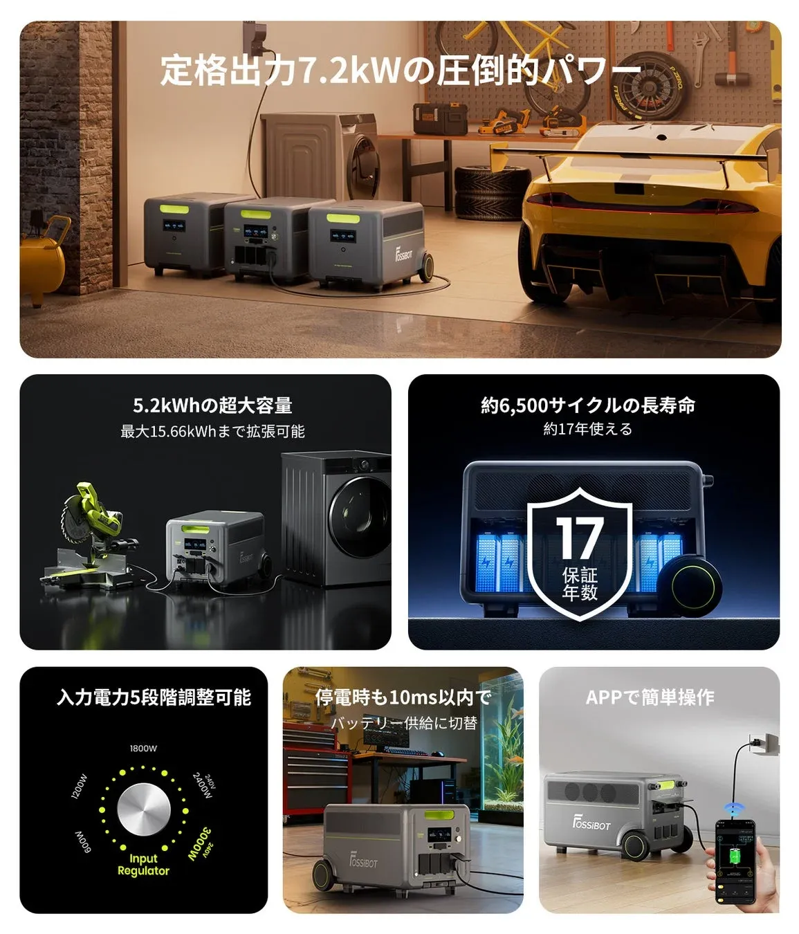 FOSSiBOT F7200 アプリ操作画面