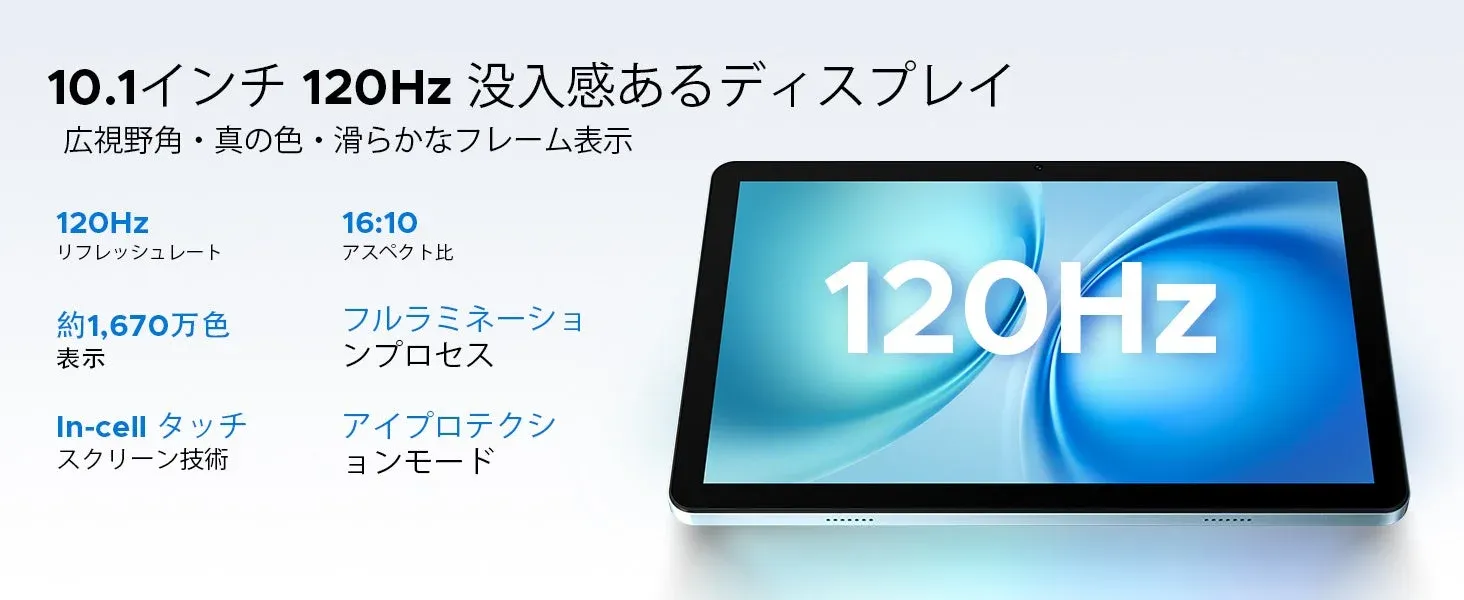 10.1インチ120Hzディスプレイの紹介