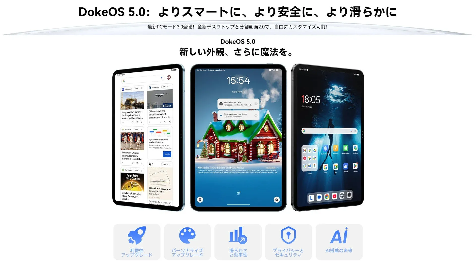 DokeOS 5.0とPCモード3.0のインターフェース