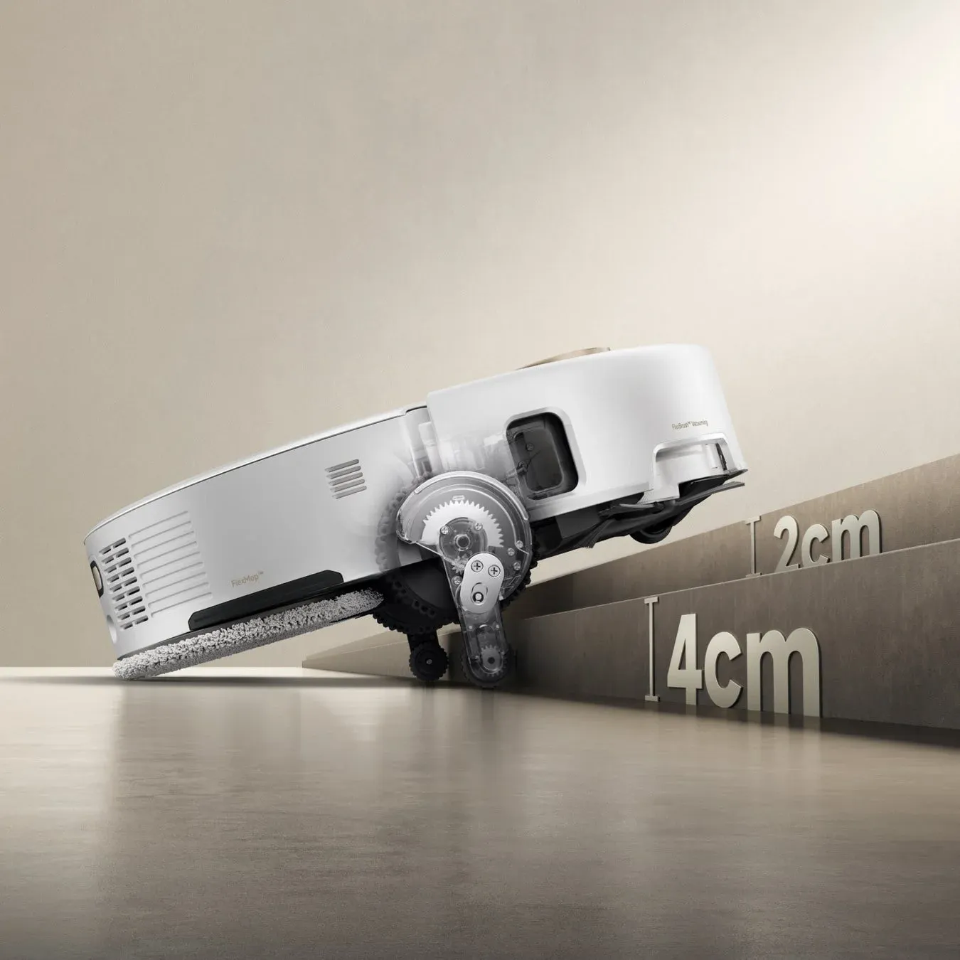 ロボット掃除機が段差を乗り越える様子