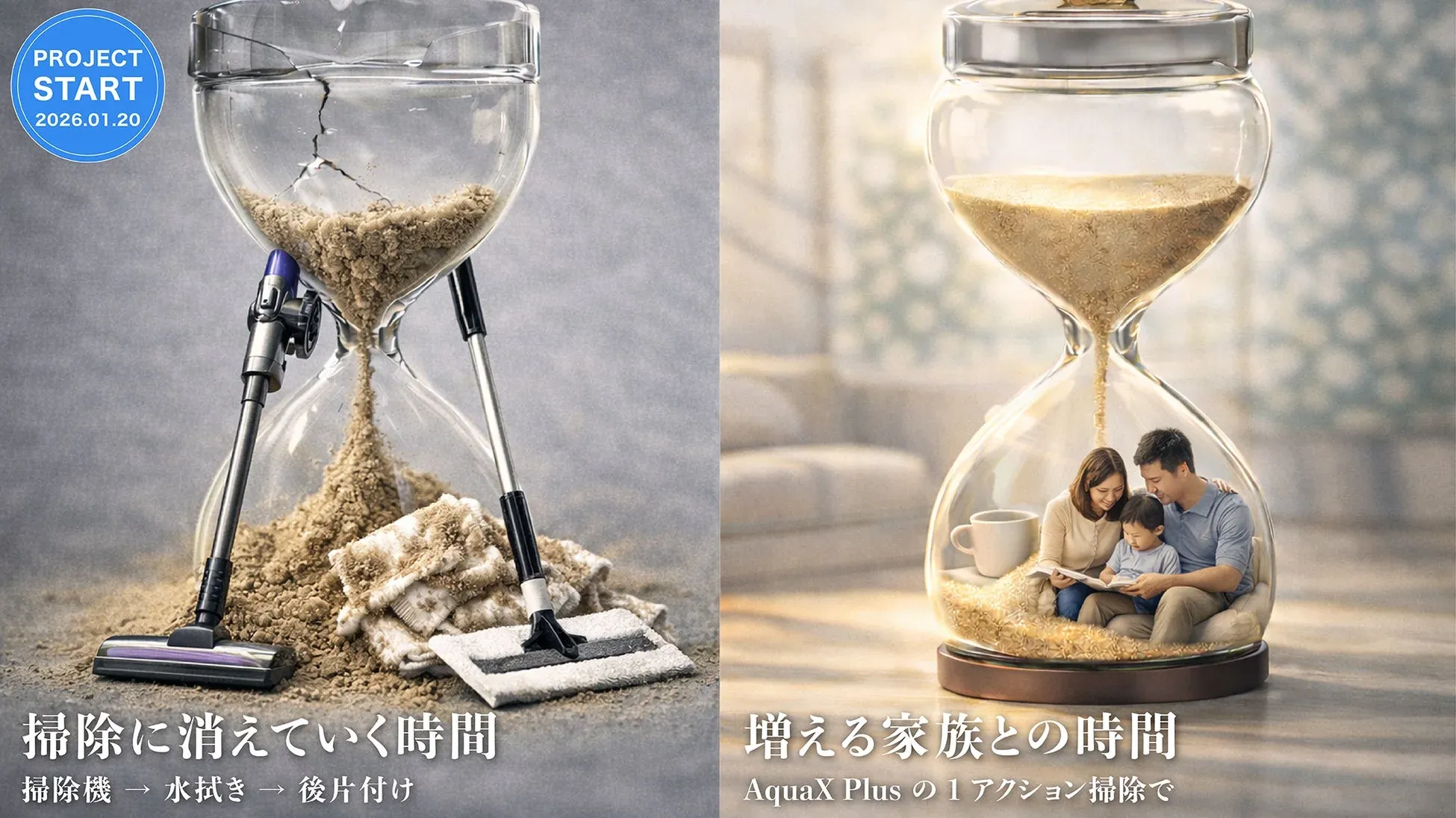 掃除時間と家族時間の対比