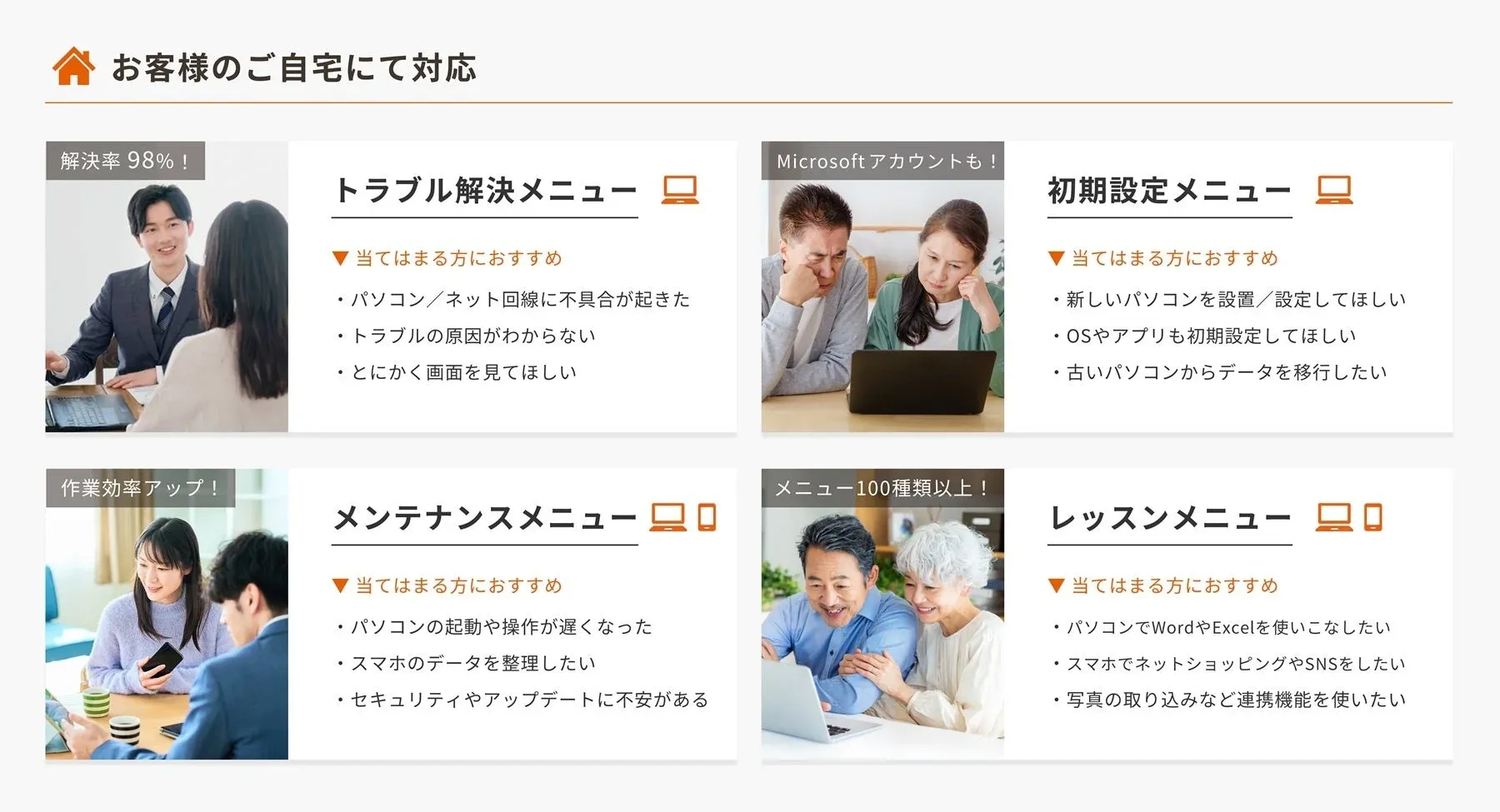 FMV訪問サポートメニュー