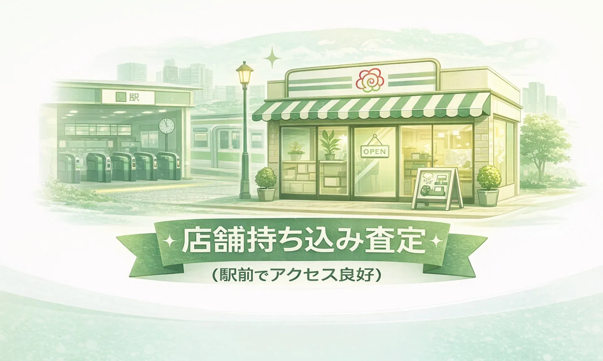 駅前の店舗イラスト