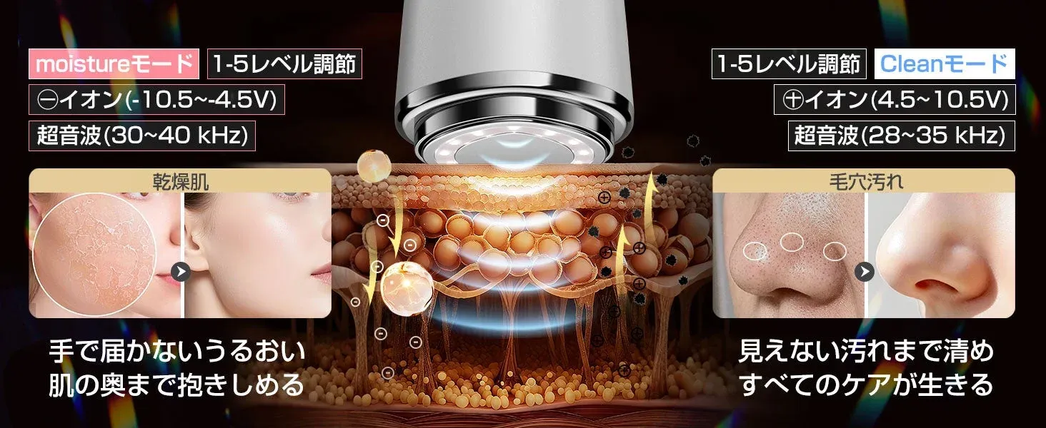moistureモード Cleanモード イオン 超音波