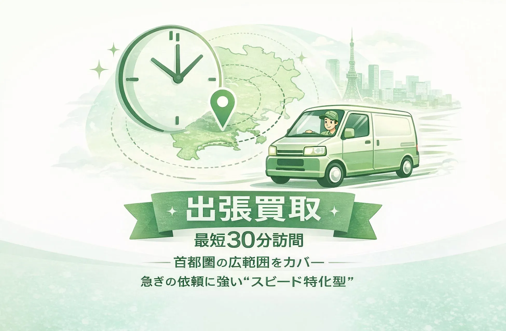 出張買取のスピード感を表現した画像