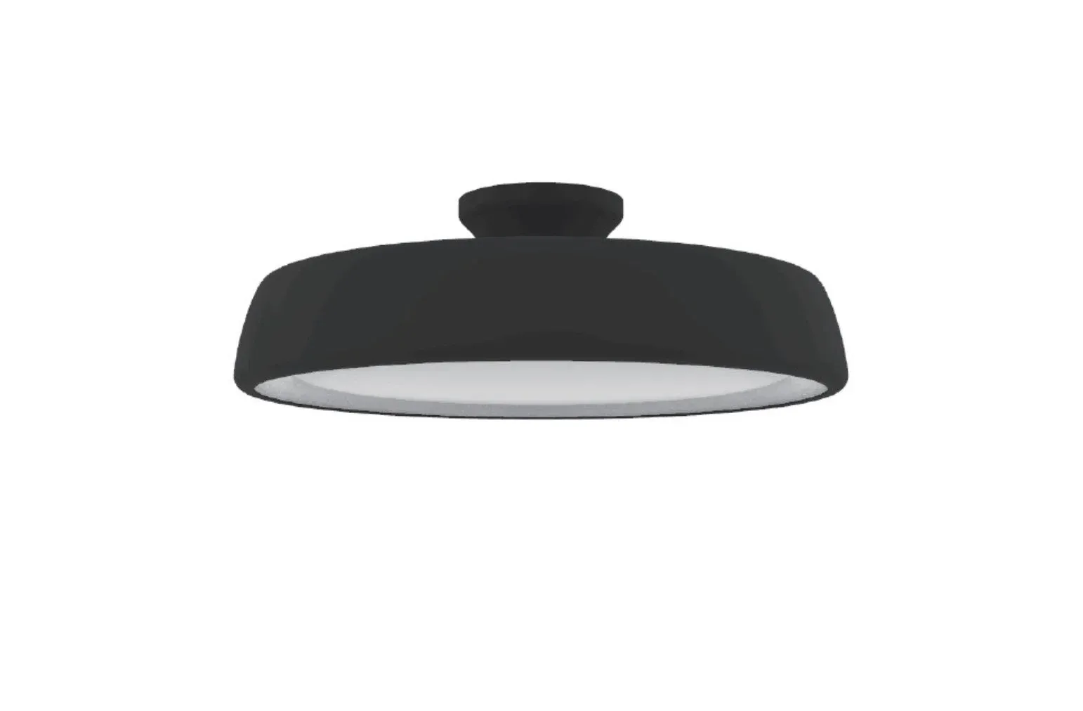 白い背景に、黒い円盤状のシンプルなシーリングライト