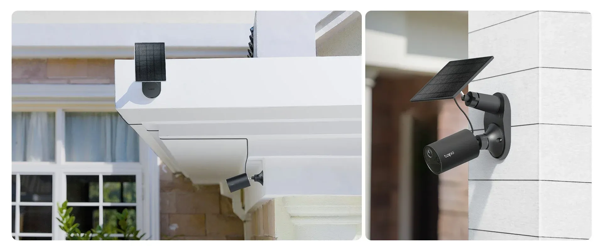 ブラックカラーのTapoセキュリティカメラ設置イメージ