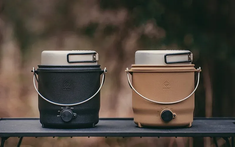 ブラックとサンドベージュの2色のポータブル電気調理器