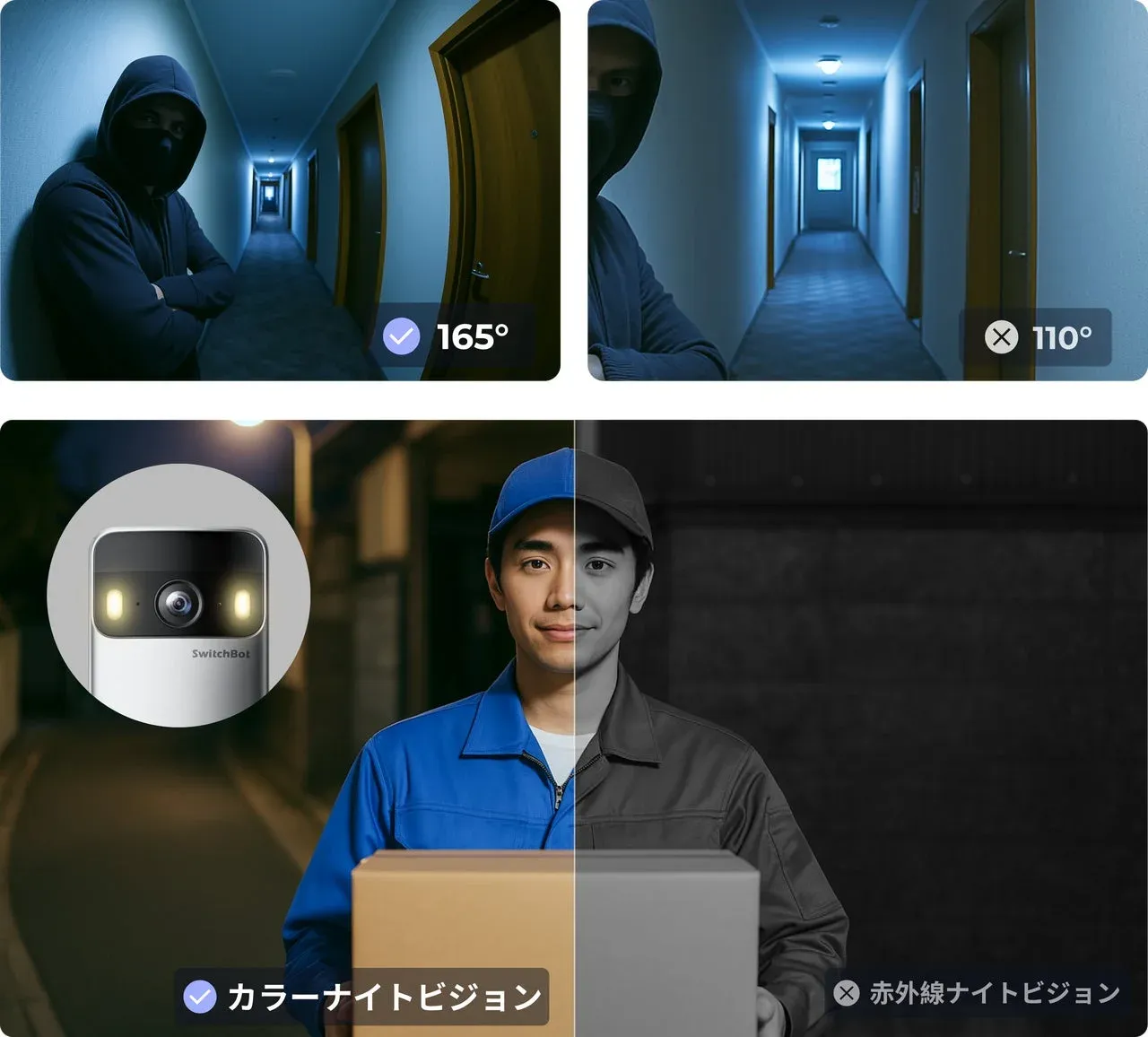 SwitchBot スマートテレビドアホン 視野角とナイトビジョン