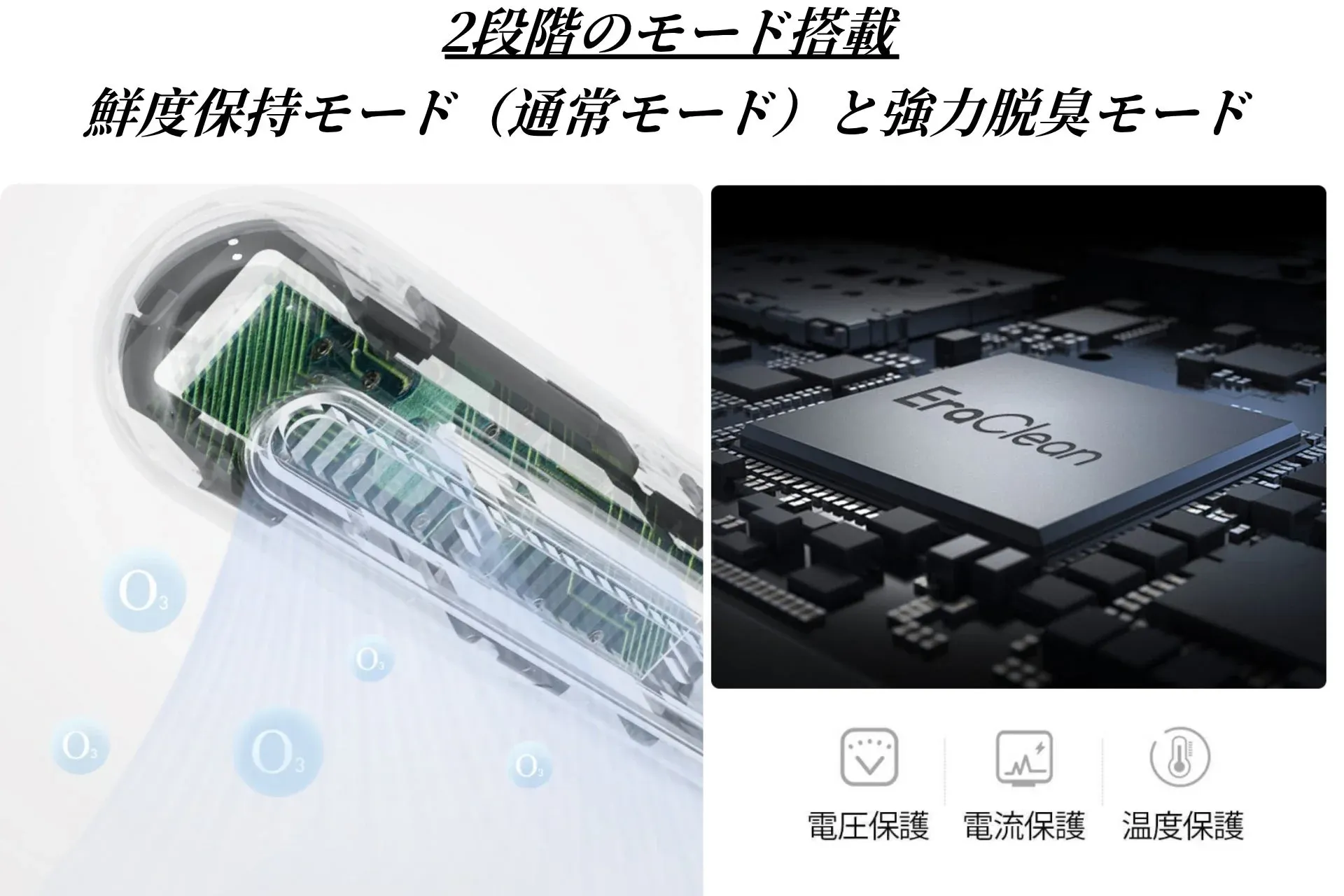 2段階のモード搭載と保護機能